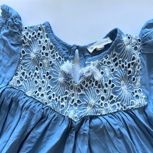 Tucker + Tate Blue Embroidered Tassel Dress - Size 4 - Picture 2 of 4